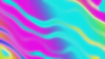 Colorful abstract liquid wave pattern in pastel pink, blue, yellow. Y2K, 90s style, iridescent glow, fluid, vibrant design. Posters, digital art, summer visuals, modern 90s, Y2K creative banner.