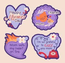 Flat labels collection for mother's day celebration