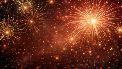 Fototapeta premium Bright fireworks illuminate night sky, creating festive atmosphere with sparkling lights and vibrant colors