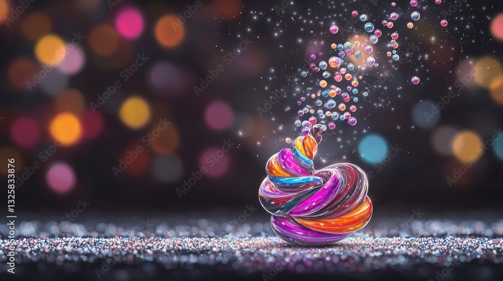 Poster abstract colorful swirl with sparkling particles bokeh background