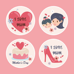 Hand drawn mother's day label collection
