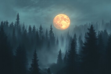 Mystical Moonlit Forest