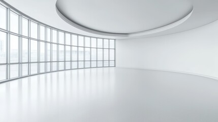 Obraz premium Contemporary medical center with an innovative structural layout, curved facades, and floor-to-ceiling glass panels, futuristic hospital visualization