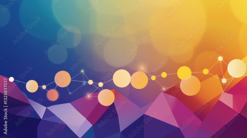 Aufkleber A vibrant abstract design featuring geometric shapes and colorful circular patterns against a gradient background.