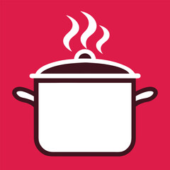 Cooking Saucepan Steam Icon - Vector Art Illustration for Kitchen & Food Designs