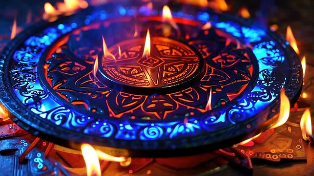 Leuchtender magischer Kreis mit Symbolen