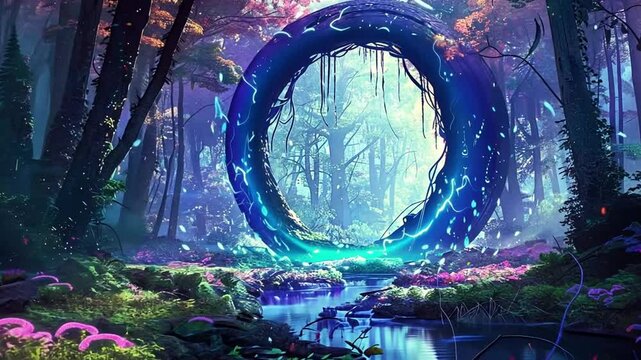 Leuchtendes Portal im magischen Wald