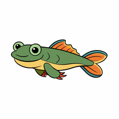 mudskipper fish on white background