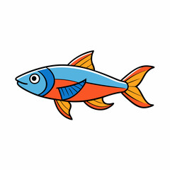 neon tetra fish on a white background