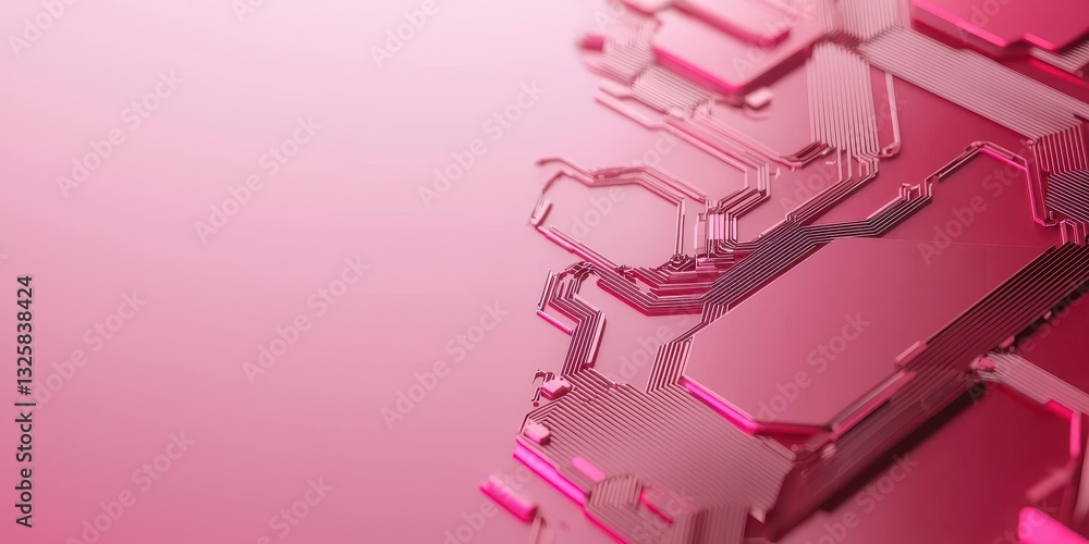 Aufkleber An abstract close-up featuring intricate patterns and textures in vibrant pink hues, creating a modern and technological aesthetic.