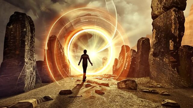 Magische Gestalt in goldenem Zauberkreis