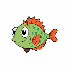 stonefish cartoon isolated on white