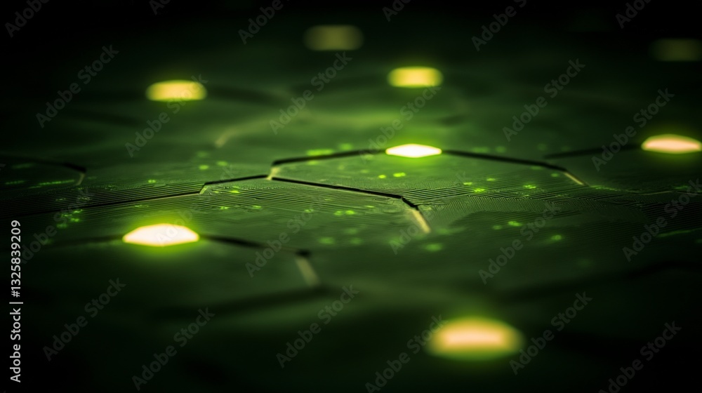 Poster futuristic circuit board texture abstract green hexagon technology background