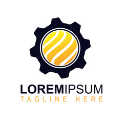 Fototapeta premium Modern Circular Gear Logo with Yellow Oil Design Vector