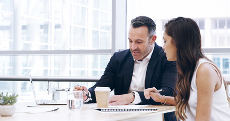 Business, people or meeting with documents in office for legal consultation, policy agreement or...