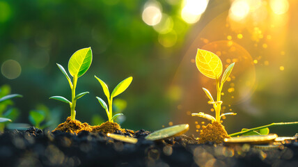 Double exposure image of business profit growth background