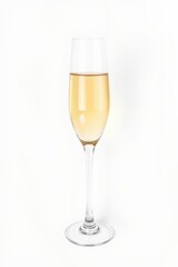 Elegant flute glass filled with sparkling golden liquid. The minimalist aesthetic is highlighted.