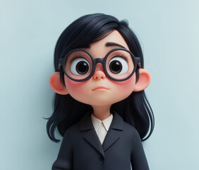 young woman with glasses	