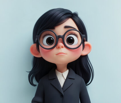 young woman with glasses	