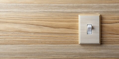 Overhead Panoramic Flat Lay of Minimalist Wooden Switch