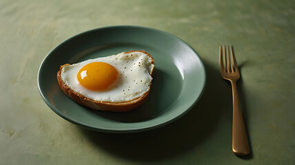 A perfectly cooked fried egg on a slice of toasted bread
