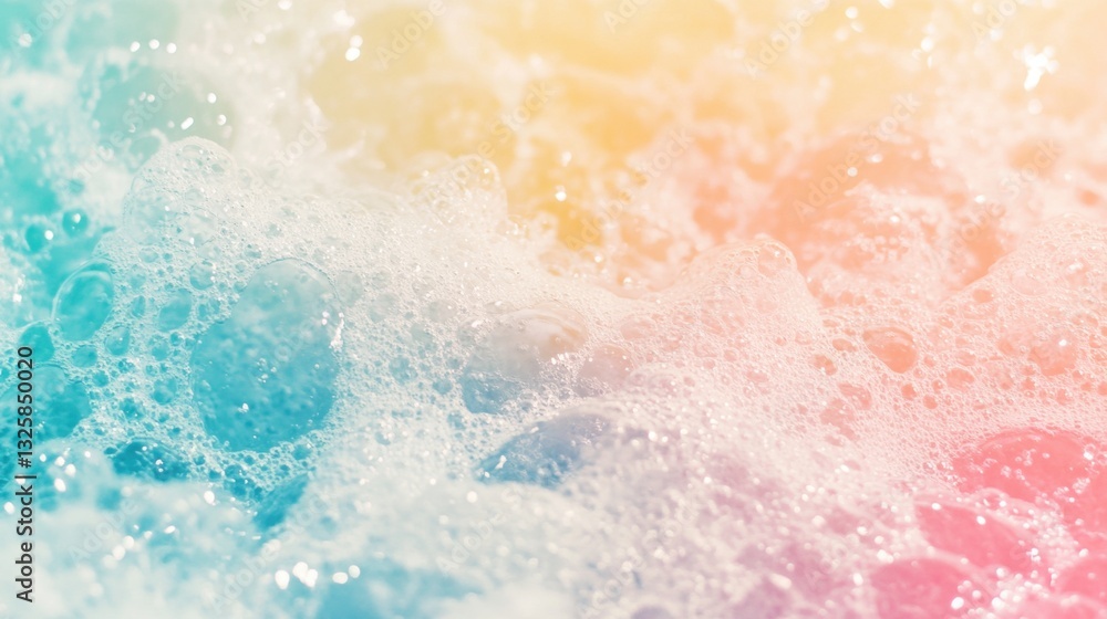 Poster bubbles in various colors create an inviting atmosphere while splashing in clear, refreshing water a