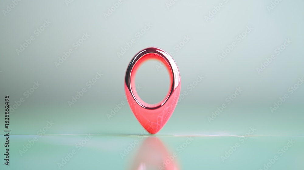 Poster 3D Red Location Pin  Modern Navigation Icon  Map Marker  GPS Symbol