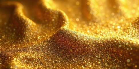 Luxurious shimmering gold leaf, intricate detail , sparkle, art, golden hour