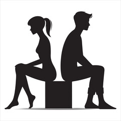 vector man Woman Sitting Silhouette illustration on a white background