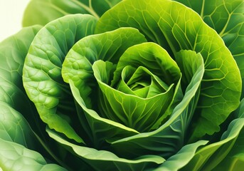 Fototapeta premium Close-up of a fresh green cabbage with intricate leaf patterns