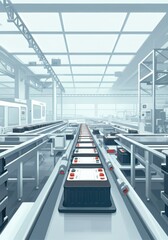 Obraz premium Industrial battery production line in a modern factory setting
