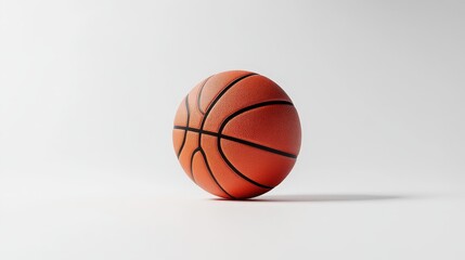 A vibrant, perfectly textured basketball centers the shot, inviting viewers with its subtle curvature and rich detail as it leans toward the left, capturing the essence of motion in a still moment