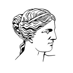 Venus de Milo Ancient Greek sculpture line art. Outline illustration isolated on white background. Linear style