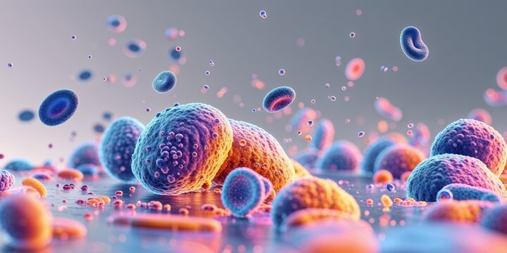Color Enhanced Bacterial Cells in Interaction.