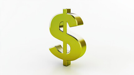 Obraz premium Isolated gold dollar sign on a white background.