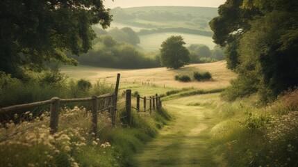 muted natural english countryside in the summer