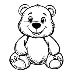 Fototapeta premium Drawing simple lines cute Bear coloring book pages. cartoons for preschool children