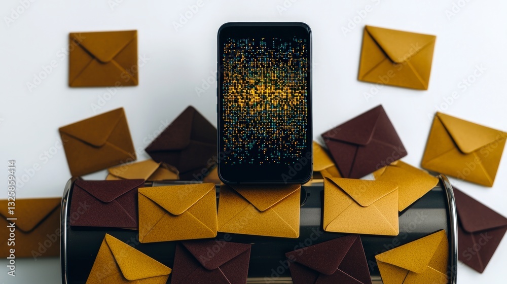 Poster digital mail overload smartphone emails overflowing inbox