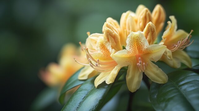 Tropical rhododendron vireya species flowers close-up in wellesley, massachusetts