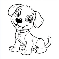 Fototapeta premium Drawing simple lines cute dog coloring book pages. cartoons for preschool children