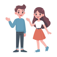 vector young man standing and jumping say hello