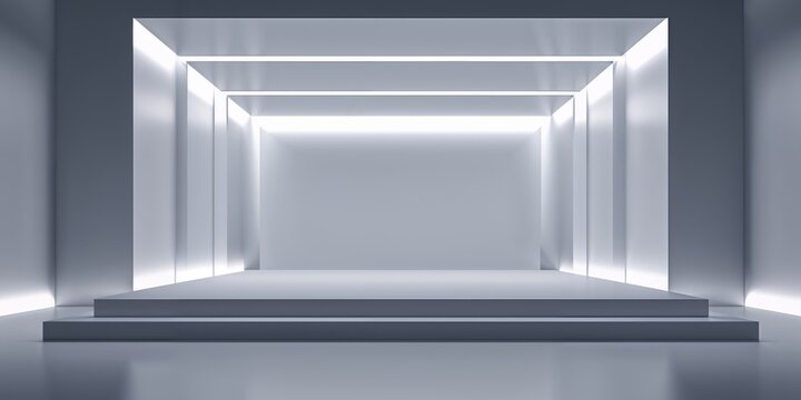 Modern Event Backdrop with Bright Lighting and Clean Lines.