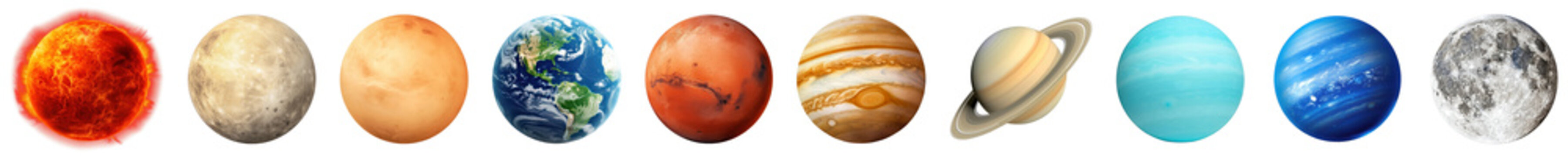 PNG Colorful planets in solar system, element set on transparent background