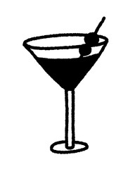 cocktail glass with ice