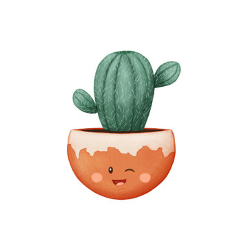 cute hand draw kactus illustration texture