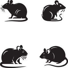 Silhouette Illustrations of Mice in Diverse Poses