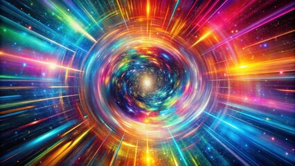 Obraz premium Vibrant wormhole swirls around a time machine as it hurtles through a kaleidoscope of colors
