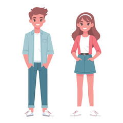 vector young man standing and jumping say hello