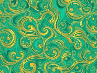 Fototapeta premium Green and Gold Swirling Marble Pattern