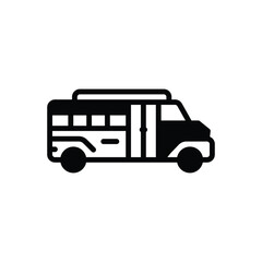 Black solid icon for school bus